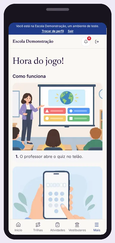 Entrada real do jogo ao vivo no celular
